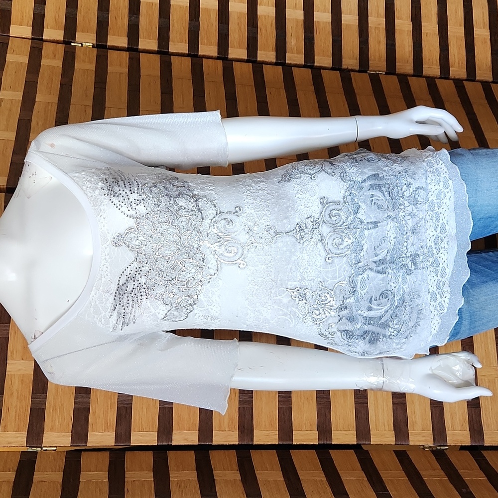 Angels & Diamonds bling sheer top - Picture 3 of 16